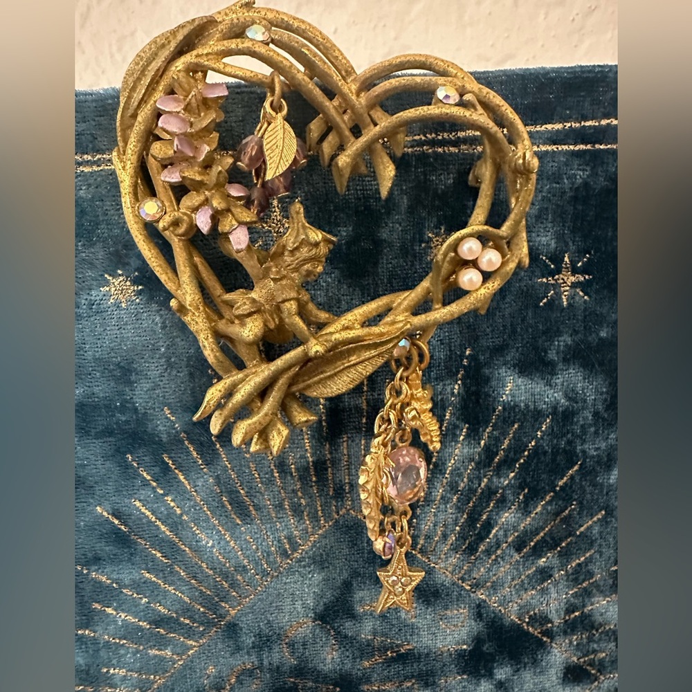 Kirks Folly fairy wisteria vine heart brooch